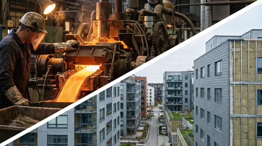 Контроль вытяжки базальтового волокна и утеплённые городские здания